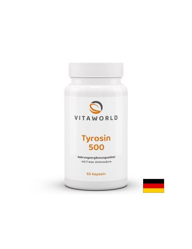L-Тирозин – За синтеза на тиреоидни хормони и концентрация, 500 mg, 120 капсули