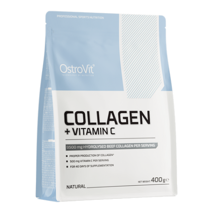 Колаген + Витамин Ц  400 гр | Хидролизиран | Collagen + Vitamin C | Ostrovit, 40 дози