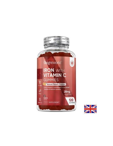 Анемия - Желязо + Витамин С Гъми, 120 желирани таблетки, с вкус на праскова