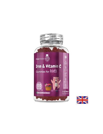 Анемия - Желязо 7 mg + Витамин С 10 mg (за деца), 120 желирани таблетки, с вкус на горски плодове