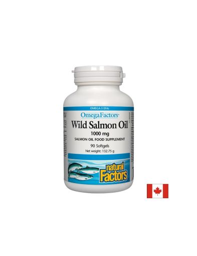 Wild Salmon Oil / Дива сьомга (масло) 1000 mg х 90 софтгел капсули Natural Factors