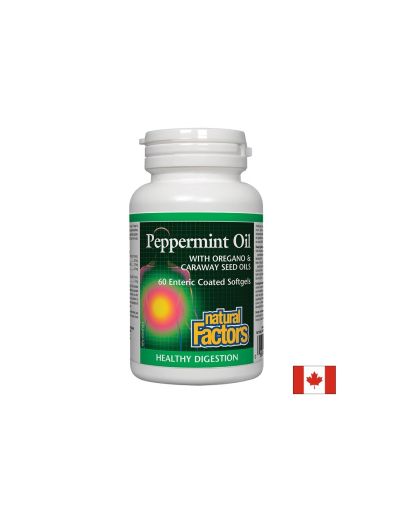 Маслo от мента, риган и ким | Peppermint oil | Natural Factors,  60 софтгел