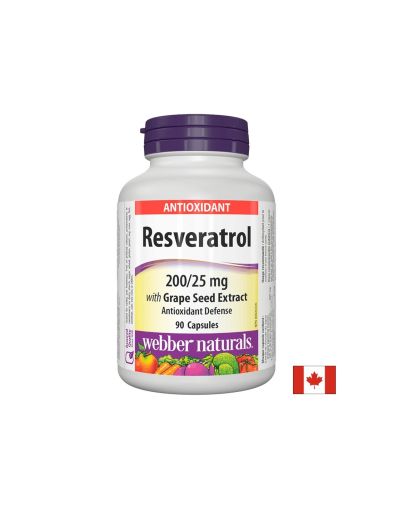  Ресвератрол 200 мг с Гроздово семе  екстракт | Resveratrol with Grape Seed Extract  | Webber Naturals, 90 капс.