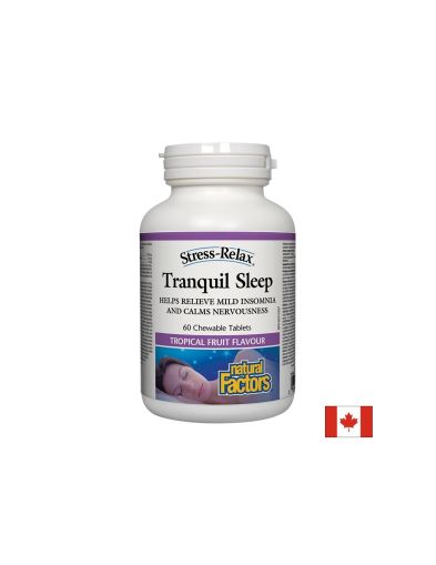 Формула при безсъние с мелатонин и теанин | Stress-Relax® Tranquil Sleep | Natural Factors, 60 дъвч.табл.