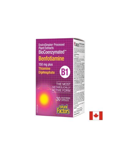Витамин Б1 ( Бенфотиамин ) и Тиамин дифосфат | Benfotiamine 150 mg | Natural Factors, 30 капс.
