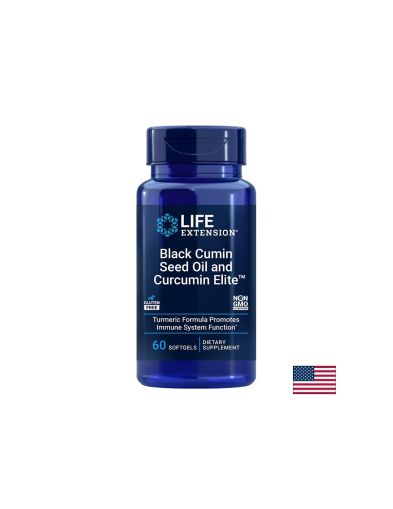 Масло от черен кимион 500 мг + Куркумин 200 мг | Black Cumin Seed Oil and Curcumin Extract | Life Extension, 60 софтгел капс.