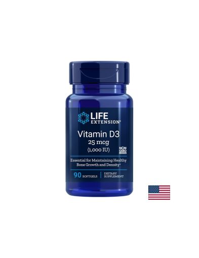 Витамин Д3 1000 IU / 25 мкг | Vitamin D3 | Life Extension, 90 софтгел капс.