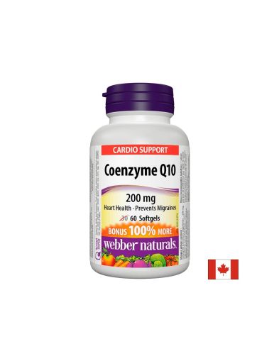 Коензим CoQ10 200 мг | Coenzyme Q10 | Webber Naturals, 60 драж.