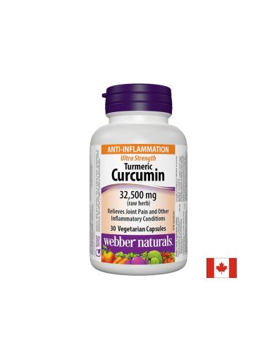 Куркума и черен пипер 32500 мг | Turmeric Curcumin Ultra | Webber Naturals, 30 капс.
