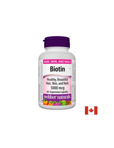 Биотин 5000 мкг | Biotin | Webber Naturals, 60 капс.