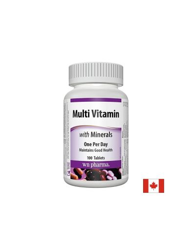 Мултивитамини + минерали | Multi Vitamin with Minerals | Webber Naturals, 100 табл. 