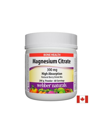 Магнезий Цитрат на Прах 300 мг | Magnesium Citrate Powder | Webber Naturals, 200 гр.