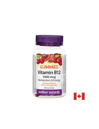 Витамин Б12 1000 мкг | Vitamin B12 | Webber Naturals, 60 желирани табл.