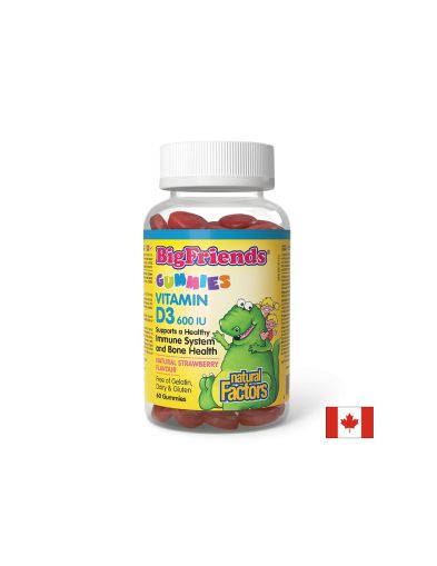 Витамин Д3 за Деца 600 IU | Vitamin D3 for Kids | Natural Factors, 60 желирани табл.