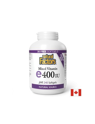 Витамин Е 400 IU ( токофероли микс ) | Mixed vitamin E 400 IU | Natural Factors, 240 софтгел капсули