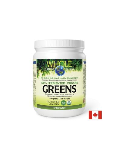 100% ферментирали органик растителни храни | Fermented Organic Greens | Natural Factors, 390 гр неовкусена  пудра