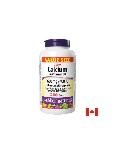 Ултра Калций 650 мг + Витамин Д3 400 IU | Ultra Calcium wit D3 | Webber, 280 табл.