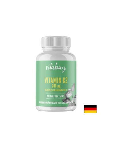 Витамин К2 200 мкг МК7 | Vitamin K2 MK-7 | Vitabay, 240 табл.