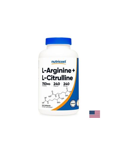 Л - Аргинин + Л - Цитрулин Комплекс | L-Arginine & L-Citrulline Complex | Nutricost, 240 капс.