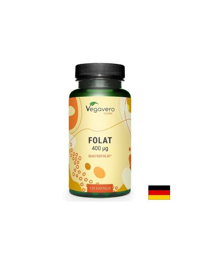 Фолиева киселина / Б9 (метил фолат) 400 мкг | Folic Acid Quatrefolic® | Vegavero, 120 капс.