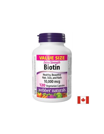 Биотин 10000 мкг | Biotin Extra Strength | Webber Naturals, 120 капс.