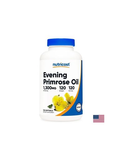 Вечерна иглика ( масло ) 1300 мг | Evening Primrose Oil | Nutricost, 120 софтгел капс.