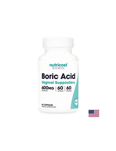 Борна киселина 600 мг | Boric Acid | Nutricost, 60 вагинални капс.