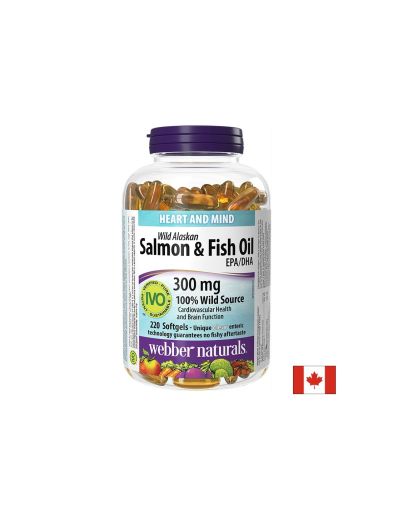Рибено масло от Дива Сьомга | Wild Alaskan Salmon & Fish Oil | Webber naturals, 220 драж.