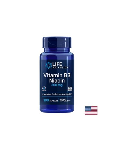 Витамин Б3  ( ниацин ) 500 мг | Vitamin B3 Niacin | Life Extension, 100 капс.