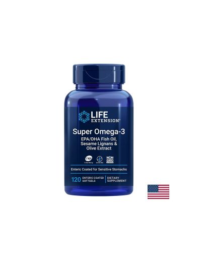 Супер Омега 3 (с лигнан от сусам и екстракт от маслина) | Super Omega 3 EPA/DHA Fish Oil, Sesame Lignans Olive Extract | Life Extension, 120 софтгел капс.