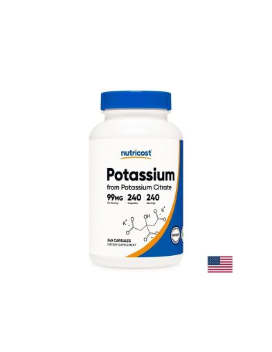 Калиев цитрат 99 мг | Potassium Citrate | Nutricost, 240 капс.