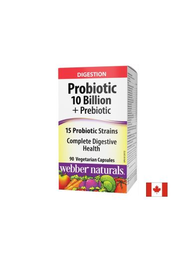 Пробиотик + Пребиотиk 10 млрд., 15 щама | Probiotic + Prebiotic  | Webber Naturals, 90 капс.