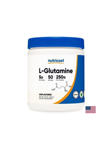 Л- Глутамин 5 гр | L-Glutamine | Nutricost, 250 гр прах