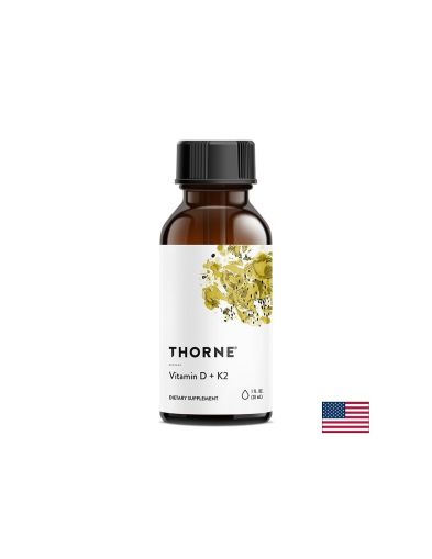 Течен Витамин Д3 500 IU + К2 100 мкг | Liquid Vitamin D3 + K2 | Thorne, 30 мл.