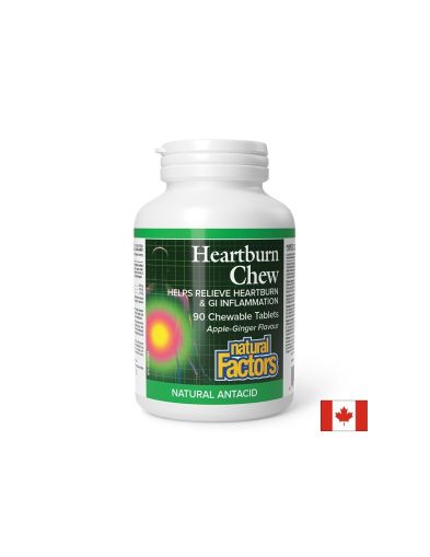 Билков антиацид против киселини | Heartburn | Natural Factors, 90 дъвч. табл.