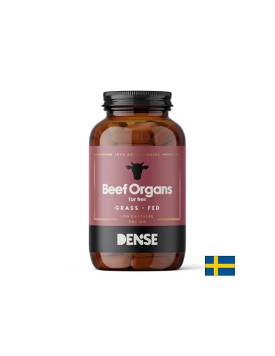 Черен дроб, бъбрек и сърце + калций | Beef Organs for her | Dense, 180 капс. 