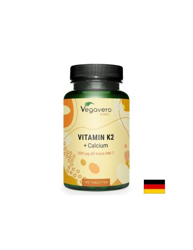 Витамин К2 200 мкг ( МК7 ) + Калций 162 мг | Vitamin K2 + Calcium | Vegavero, 180 табл.