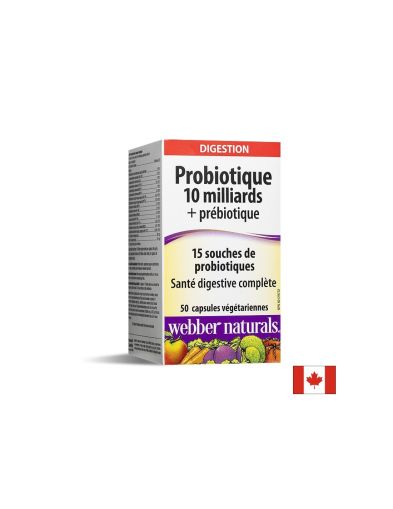 Пробиотик 10 млрд + пребиотик | Probiotic + Prebiotic | Webber Naturals, 50 капс. 