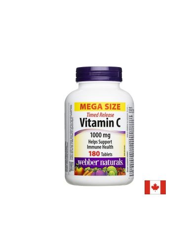 Витамин Ц с удължено освобождаване 1000 мг | Vitamin C Timed Release | Webber Naturals, 180 табл.