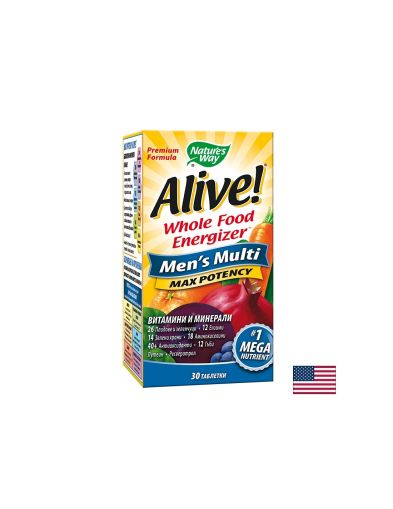 Alive! Men's Multi Max Potency / Алайв! Мултивитамини за мъже x 30 таблетки Nature’s Way