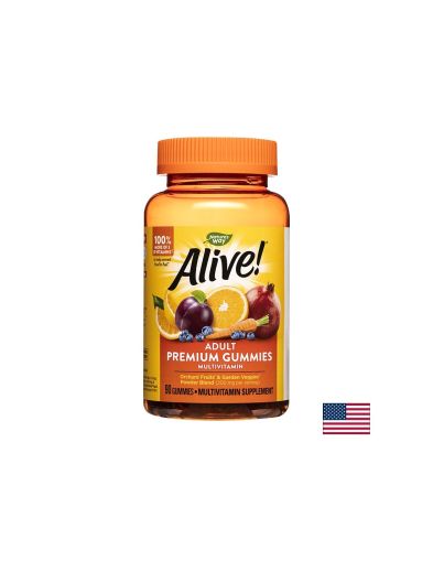 Alive! Adult Premium Gummies Multivitamin / Алайв! Премиум мултивитамини за възрастни, 90 желирани таблетки Nature’s Way