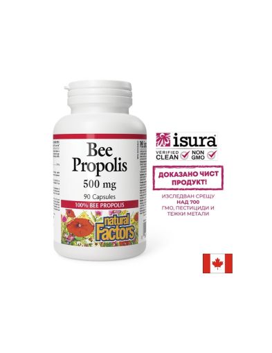 Прополис 500 мг | Bee Propolis | Natural Factors, 90 капс.