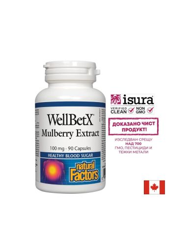 Екстракт от бяла черница 100 мг | Mulberry Extract | Natural Factors, 90 капс.