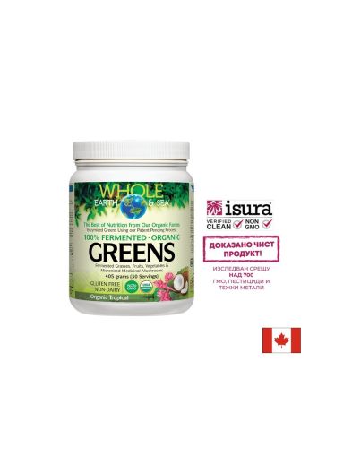 100% ферментирали органик растителни храни |  Fermented Organic Greens | Natural Factors, 390 гр тропически вкус