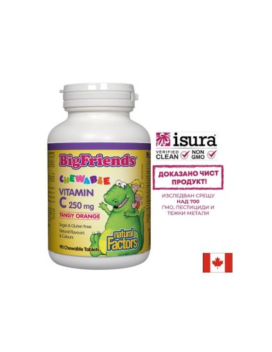  Витамин Ц за деца 250 мг | Vitamin C BigFriends® | Natural Factors, 90 дъвч. табл. 