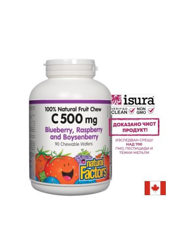 Витамин С 500 мг | Vitamin C | Natural Factors, 90 дъвч.табл.