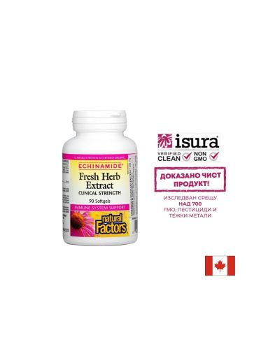  Ехинацея екстракт 250 мг | Echinamide® Fresh Herb Extract | Natural Factors, 90 софтгел 