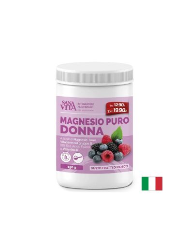 Формула за жени с Магнезий, Желязо и Витамини – Енергия и хормонален баланс, 150 g прах, с вкус на горски плод, 60 дози