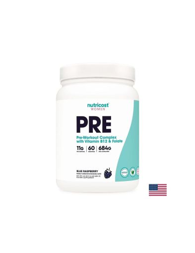 Pre-Workout - Енергиен метаболизъм (формула за жени), 330 g х 60 дози, прах, с вкус на синя малина