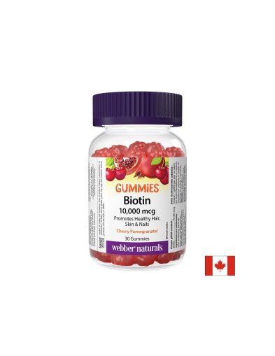 Коса и кожа - Биотин, 10000 µg х 30 желирани таблетки, с вкус на нар